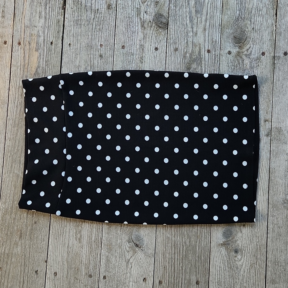 Polka Dot Black & White Stretchy Pencil Skirt Size Small Comfortable